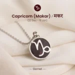 Capricorn Pendant (मकर राशि) with Garnet